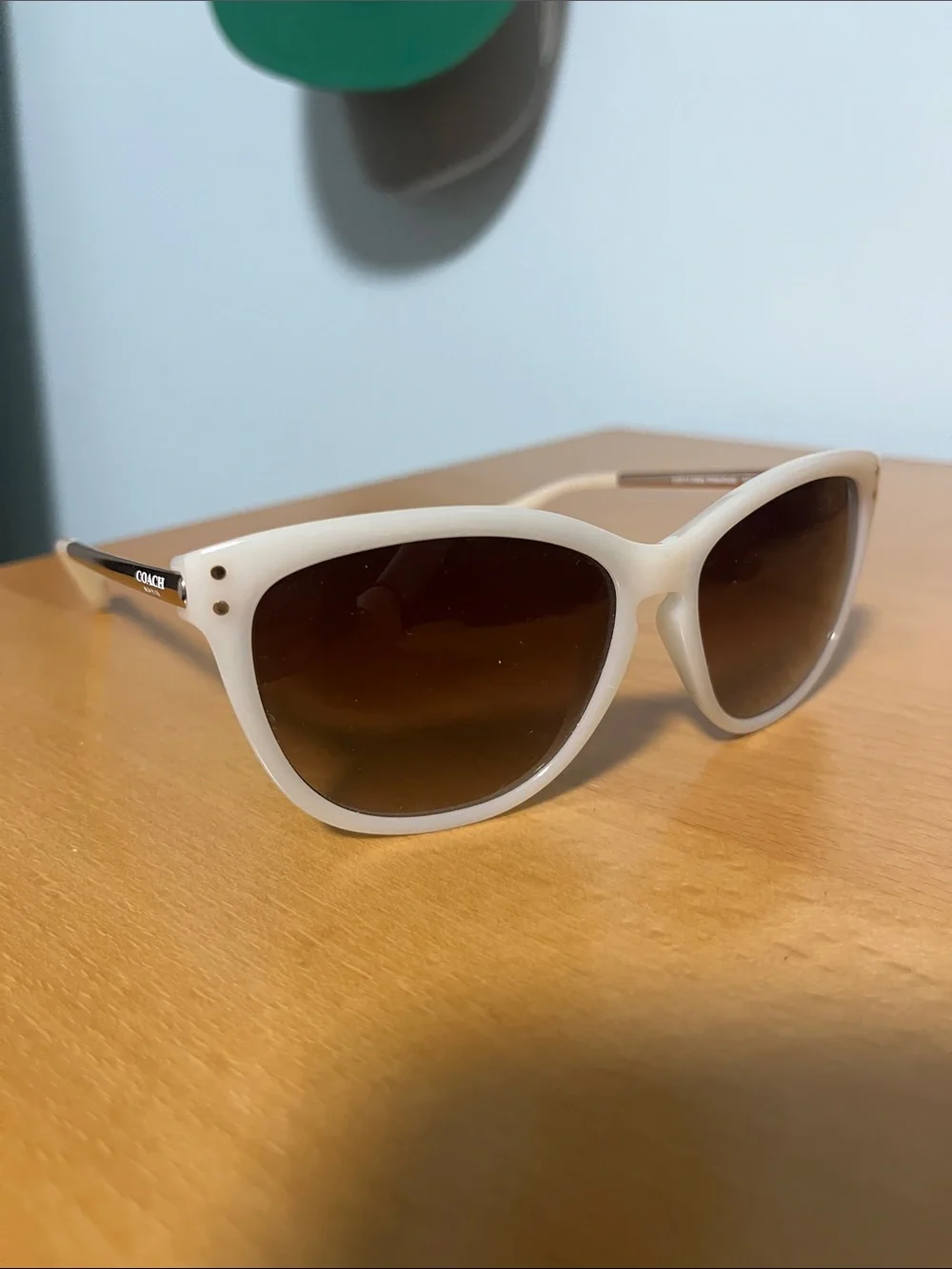 Coach Cream Frame Sunglasses with Brown Gradient Lenses
